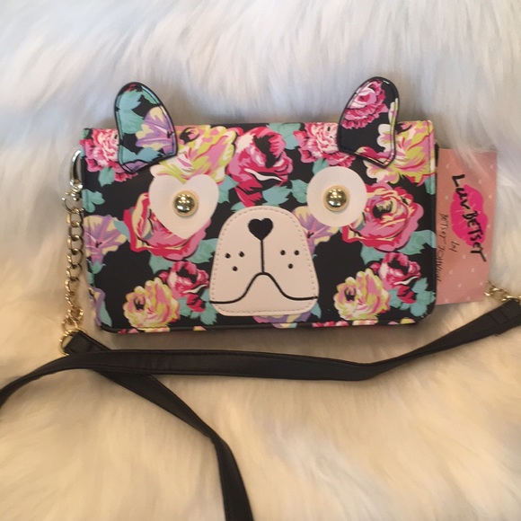 Betsey Johnson Handbags - Betsey Johnson NWT Floral Dog Face Crossbody